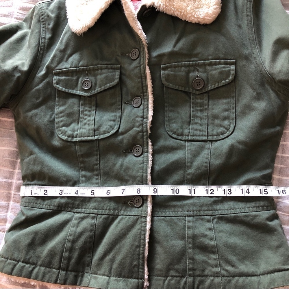 Mossimo Faux Shearling Coat Small Green - Picture 11 of 13